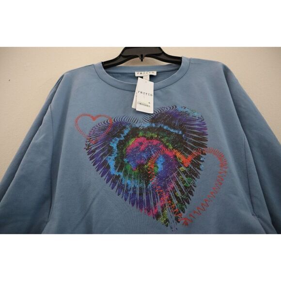 Frayed Jeans Women's Sz XL Coronet Blue Tie Dye Graphic Pullover Sweatshirt - Picture 4 of 11